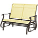 Outsunny 2-Person Outdoor Glider Bench，Patio Glider Loveseat Chair with Powder Coated Steel Frame，2 Seats Porch Rocking Glider for Backyard, Lawn, Garden and Porch, Beige - DTYStore