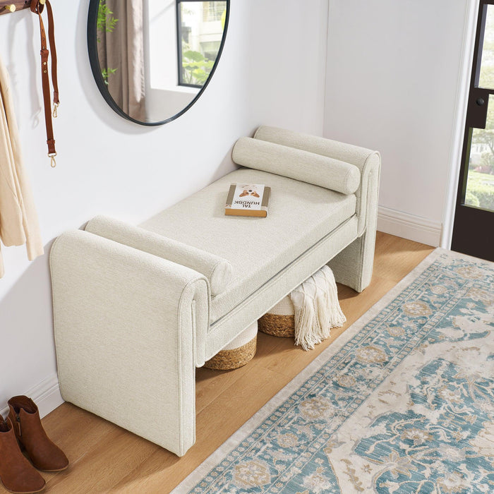 Bedroom storage stool, linen fabric storage stool, large storage space, 50.39 inches, can be used for bed end, living room, entrance, Beige - DTYStore