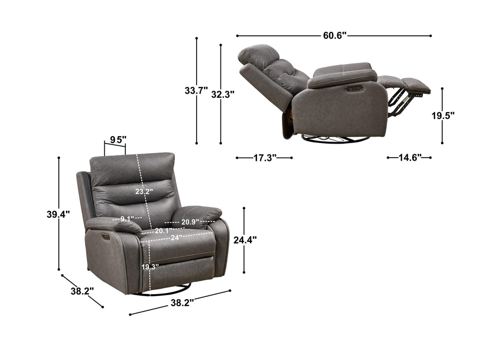 Dual OKIN Motor Rocking and 240 Degree Swivel Single Sofa Seat recliner Chair Infinite Position ,Head rest with power function - DTYStore