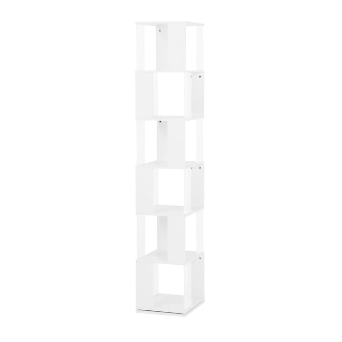 6 tier Rotating Bookshelf, Floor Rack Simple Bookcase with Acrylic plate Student Multi-Function Creative Bookshelf for Living Room - DTYStore