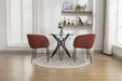 040-Set of 2 Boucle Fabric Dining Chairs With Black Metal Legs,Wine Red - DTYStore