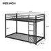 Twin over Twin Metal Bunk Bed, Low Bunk Bed with Ladder, Black - DTYStore