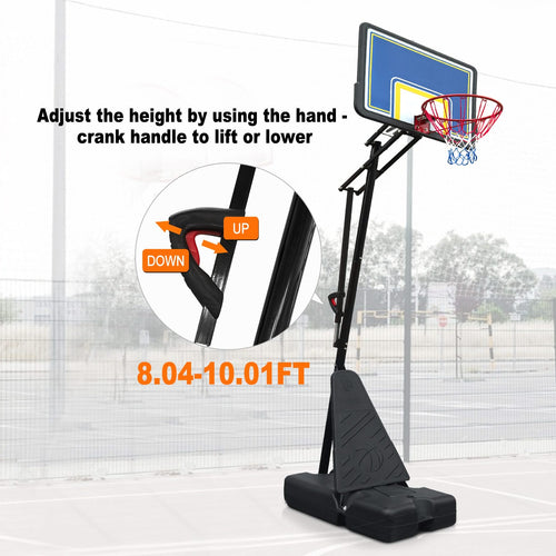 Portable Basketball Hoop for Youth Adults & Professional Match,Adjustable Height 8.04 ft to 10.01 ft,39 inch Backboard with Rebound System, Indoor/Outdoor Basketball Goal with Rebound Board and Wheels - Image 3