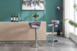 Set of 2 Bar Stools,with Chrome Footrest and Base Swivel Height Adjustable Mechanical Lifting Velvet + Chrome Leg Simple Bar Stool-GREY - DTYStore