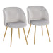 Fran Pleated Waves Contemporary Chair in Gold Metal and Pleated Silver Velvet Waves by LumiSource - Set of 2 - DTYStore