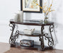 Sofa Table, Glass table top, MDF W/marble paper middle shelf, powder coat finish metal legs. (54"Lx20"Wx30"H) - DTYStore