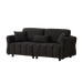 80''Premium chenille fabric sofa with 2 cushions and 1 lumbar pillow Armrest strap design,,upholstered 3-seater sofa for living rooms, bedrooms,apartments and offices Black - DTYStore