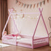 Twin Size Wood House Bed with Fence, Pink - DTYStore