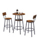 Round Bar Stool Set With Shelves, Stool With Backrest Rustic Brown, 23.6'' Dia x 35.4'' H - DTYStore