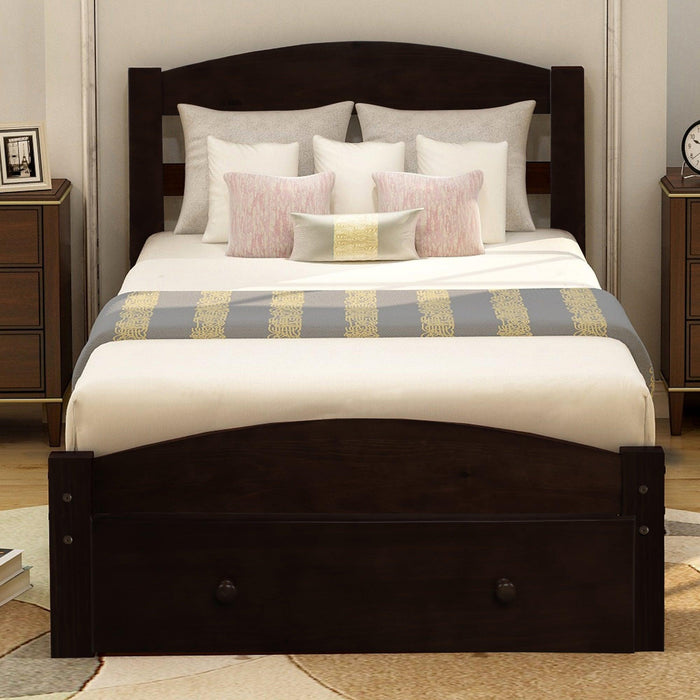 Platform Twin Bed Frame with Storage Drawer and Wood Slat Support No Box Spring Needed, Espresso - DTYStore