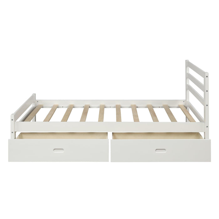 Wood Platform Bed with Two Drawers, Twin - DTYStore