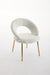 061-Set of 1 Teddy Fabric Dining Chairs With Curved Backrest and Golden Metal Legs for Kitchen or Dining Room ,White - DTYStore
