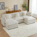 112.6" Modern Sofa Modular Sofa Couch Upholstered Corduroy L-Shape Sectional Sofa with Side Storage Pockets for Living Room, Beige