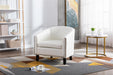 Barrel Chairs with Soft Padded Armrest, Club Chairs with nailheads and solid wood legs for Living Room Bedroom Waiting Room (White PU) - DTYStore
