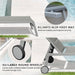 Outdoor Patio Chaise Lounge Set of 3, Aluminum Pool Lounge Chairs with Side Table and Wheels, Textilene Padded Adjustable Recliner All Weather for Poolside, Beach, Yard, Balcony (Gray) - DTYStore