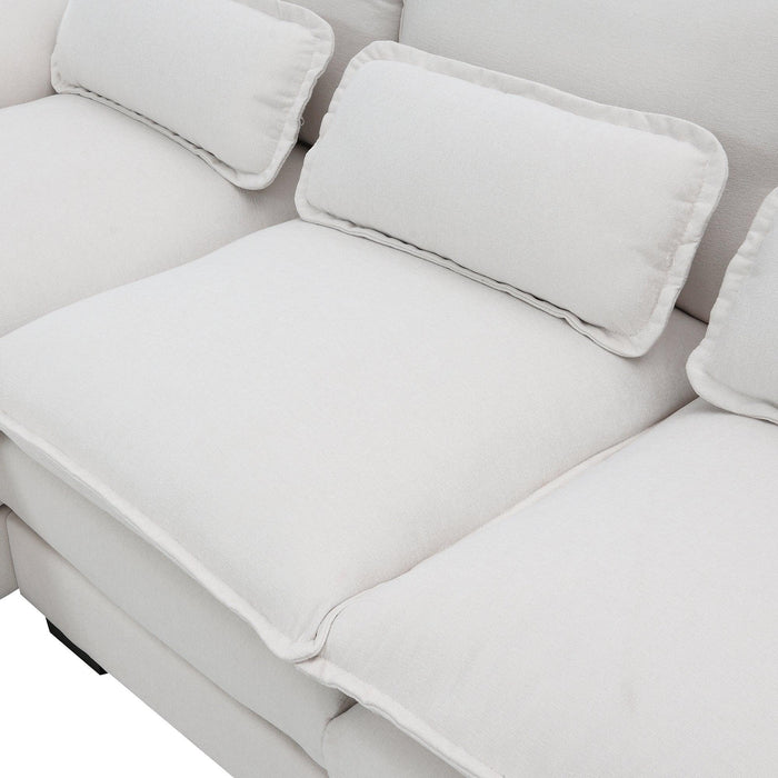 Modern U-shaped Sectional Sofa with Waist Pillows, 6-seat Upholstered Sleeper Couch - DTYStore