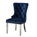 Contemporary Blue Color Flannelette 2pcs Side Chairs Button-Tufted Upholstered Dining Chairs Wingback Design Furniture Set - DTYStore