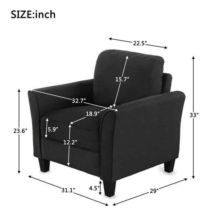 Living Room Furniture Armrest Single Sofa (Black) - DTYStore
