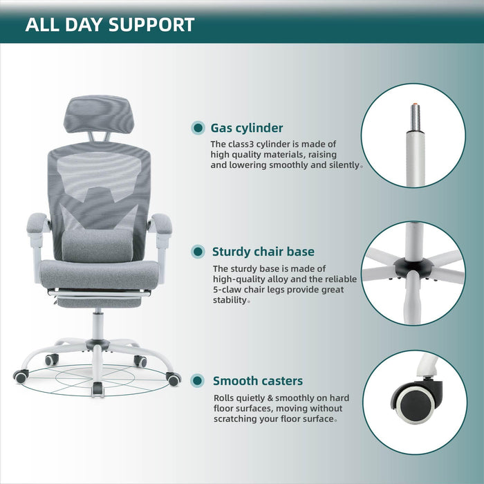 Mesh High Back Ergonomic Office Chair Lumbar Support Pillow Computer Desk Chair - DTYStore