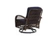 3 Pieces Outdoor Swivel Rocker Patio Chairs, 360 Degree Rocking Patio Conversation Set with Thickened Cushions and Glass Coffee Table for Backyard, Navy blue - DTYStore