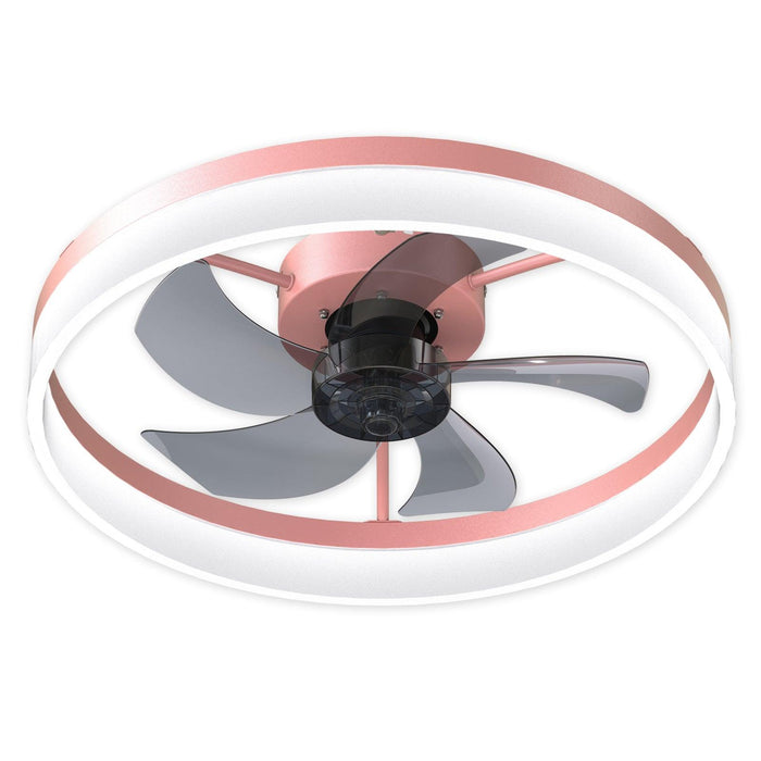 Ceiling Fans with Lights Dimmable LED Embedded installation of thin modern ceiling fans(Pink) - DTYStore