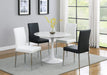 Set of 4 Leatherette Upholstered Dining Chairs, White and Chrome - DTYStore
