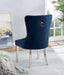 Contemporary Blue Color Flannelette 2pcs Side Chairs Button-Tufted Upholstered Dining Chairs Wingback Design Furniture Set - DTYStore