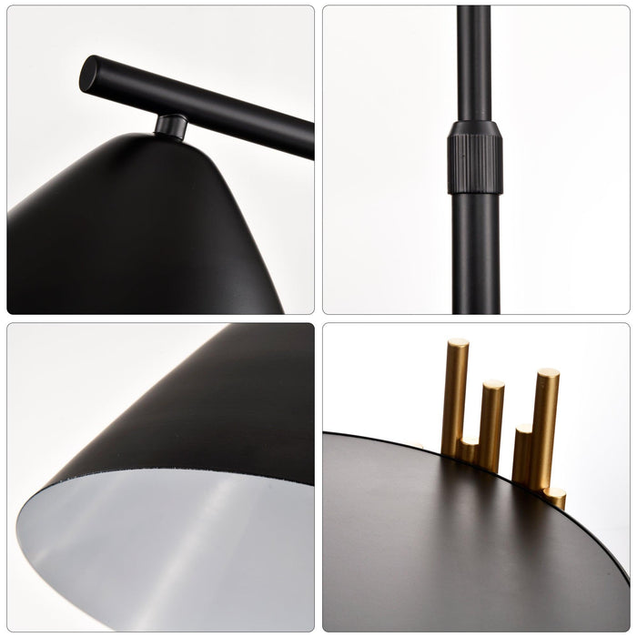 Luxury Shelves Floor Lamp for Living Room with Metal Lampshade, Standing Lamp Tall Industrial Floor Lamp Reading for Bedroom, Office (E26 No Included Bulb) -Matte Gold+Matte Black