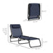 Outsunny Folding Chaise Lounge Pool Chair Set of 2, Patio Sun Tanning Chair, Outdoor Lounge Chair w/ Reclining Back, Pillow, Breathable Mesh & Bungee Seat for Beach, Dark Blue - DTYStore
