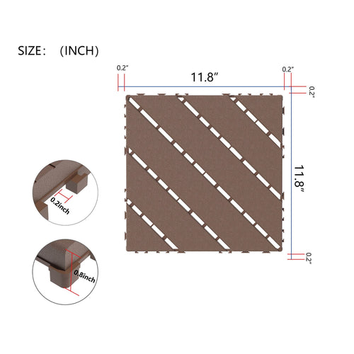 Plastic Interlocking Deck Tiles, 44 Pack, Waterproof Outdoor All Weather Use, Red Brown, 12'x12' Square - Image 3