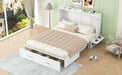 Queen Size Mobile Murphy Bed with Drawer and Little Shelves on Each Side,White - DTYStore