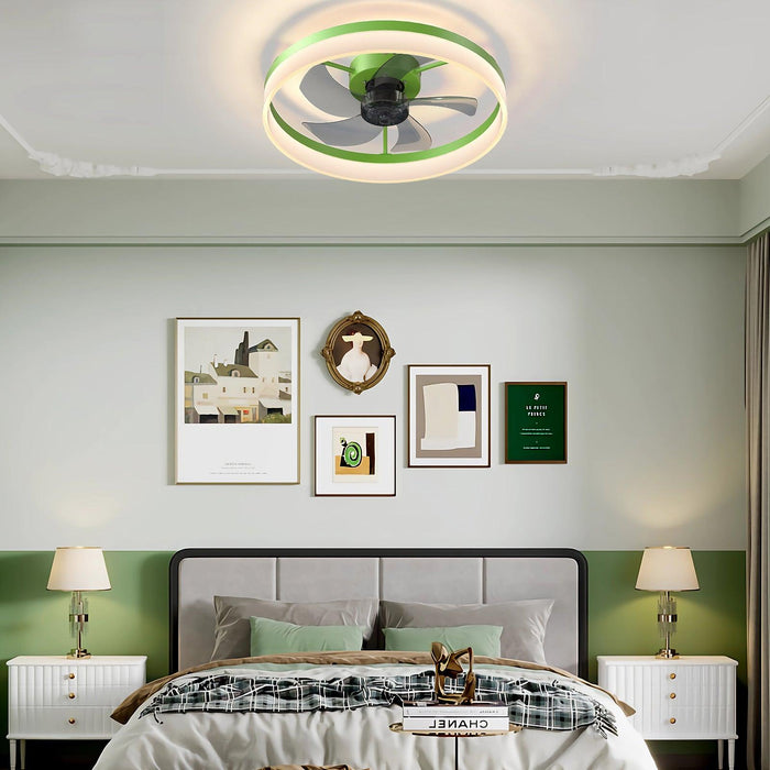 Ceiling Fans with Lights Dimmable LED Embedded installation of thin modern ceiling fans(Green) - DTYStore