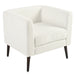 Teddy Fabric Accent Chair, Fabric Armchair Club Chair,Barrel Chair,Upholstered Arm Chair with Solid Wood Legs,Waist Pillow,Padded Single Chair for Living Room/Bedroom/Study/Waiting Room,White