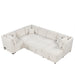 108.6" U-shaped Sectional Sofa Pull out Sofa Bed with Two USB Ports, Two Power Sockets, Three Back Pillows and a Storage Chaise for Living Room, Beige - DTYStore
