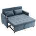 56.9" Loveseat Sofa Pull-out Sofa Bed Sleeper Sofa with a Reversible Backrest Cushion, Side Pockets, Two USB Ports and a Phone Holder for Living Room, Blue - DTYStore