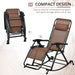 Outsunny Set of 2 Outdoor Rocking Chairs, Foldable Reclining Zero Gravity Lounge Rocker with Pillow, Cup & Phone Holder, Combo Design with Folding Legs, Brown - DTYStore