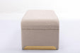 New Boucle Fabric Loveseat Ottoman Footstool Bedroom Bench Shoe Bench With Gold Metal Legs,Beige - DTYStore