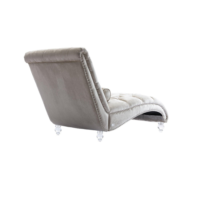 COOMORE Velvet Chaise Lounge Indoor,Button-Tufted Upholstered Chaise Lounge Chair with Pillow for Bedroom Living Room Office (Beige Velvet) - DTYStore