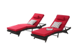Outdoor Wicker Long Reclining Chair Set of 2 , Wicker Reclining Lounge Chair Lawn Sunbathing Chairs Recliner up to 150° Beach Poolside Garden - DTYStore
