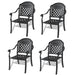 Cast Aluminum Patio Dining Chair 4PCS With Black Frame and Cushions In Random Colors - DTYStore