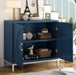 Simple Storage Cabinet Accent Cabinet with Solid Wood Veneer and Metal Leg Frame for Living Room, Entryway, Dining Room (Navy) - DTYStore