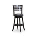 30' Bar Height Slat Back Swivel Stool, Espresso Finish, Charcoal Fabric Seat - DTYStore