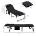 Outsunny 2 Piece Folding Chaise Lounge with 5-level Reclining Back, Outdoor Tanning Chair with Reading Face Hole, Outdoor Lounge Chair with Side Pocket & Headrest for Beach, Yard, Patio, Black - DTYStore
