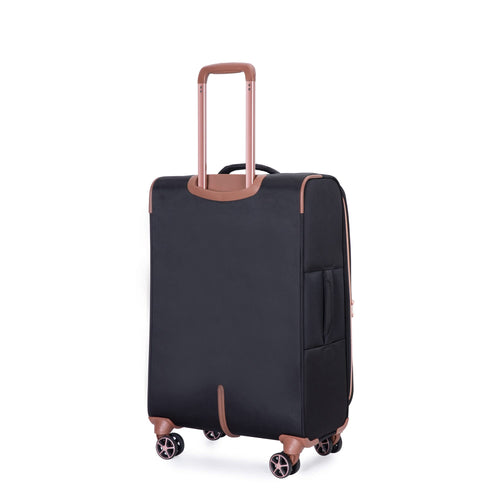 Lightweight Durable Black 4-Piece Softshell Suitcase Spinner Wheels Terylene Luggage Set - Image 11