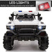Big Size 53"L 2-Seater 12V Police Car Ride-on Truck with Remote Control and Siren, Battery-Operated Electric Car for Kids with Suspension, MP3 Player, Lights, Music, Horn, White - DTYStore
