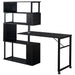 Home Office Computer Desk L-Shaped Corner Table, Rotating Computer Table with 5-Tier Bookshelf, Four Installation Methods, Lockable Casters (Black) - DTYStore
