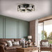 Flush Mount Ceiling Fans with Lights and Remote Control green Caged Low Profile Ceiling Fan Modern Metal Ceiling fanfor Farmhouse Dining Room Bedroom Kitchen Living Room - DTYStore