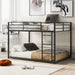 Full over Full Metal Bunk Bed, Low Bunk Bed with Ladder, Black - DTYStore