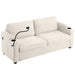 72.8" Corduroy Sleeper Sofa Loveseat Sofa with Full Size Mattress, Two USB Ports, Two Cup Holders, Two Side Pockets and a Phone Holder for Living Room, Beige - DTYStore