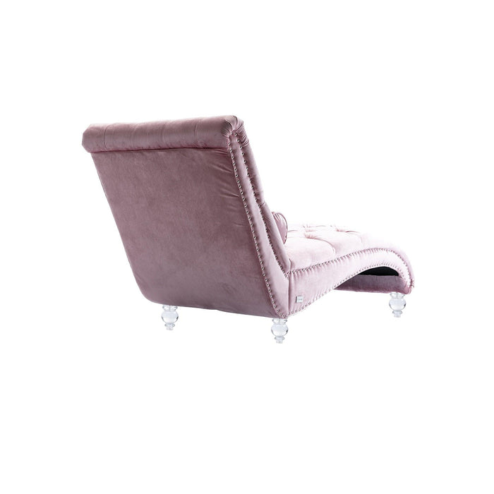 COOMORE Velvet Chaise Lounge Indoor,Button-Tufted Upholstered Chaise Lounge Chair with Pillow for Bedroom Living Room Office (Pink Velvet) - DTYStore